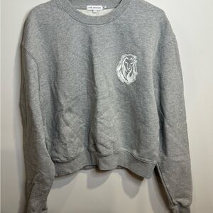 Good American Sweatshirt Size 1 Small Gray Zodiac Leo Oversized Crewneck